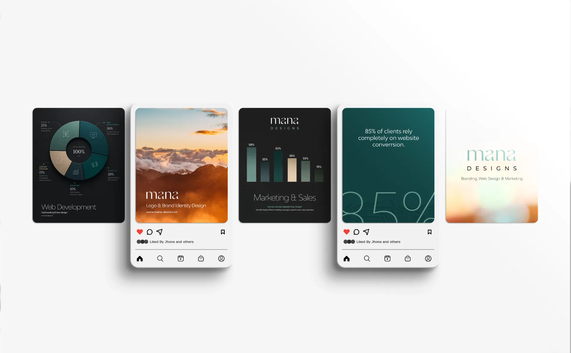 Mana Designs social media post design examples for Instagram and LinkedIn