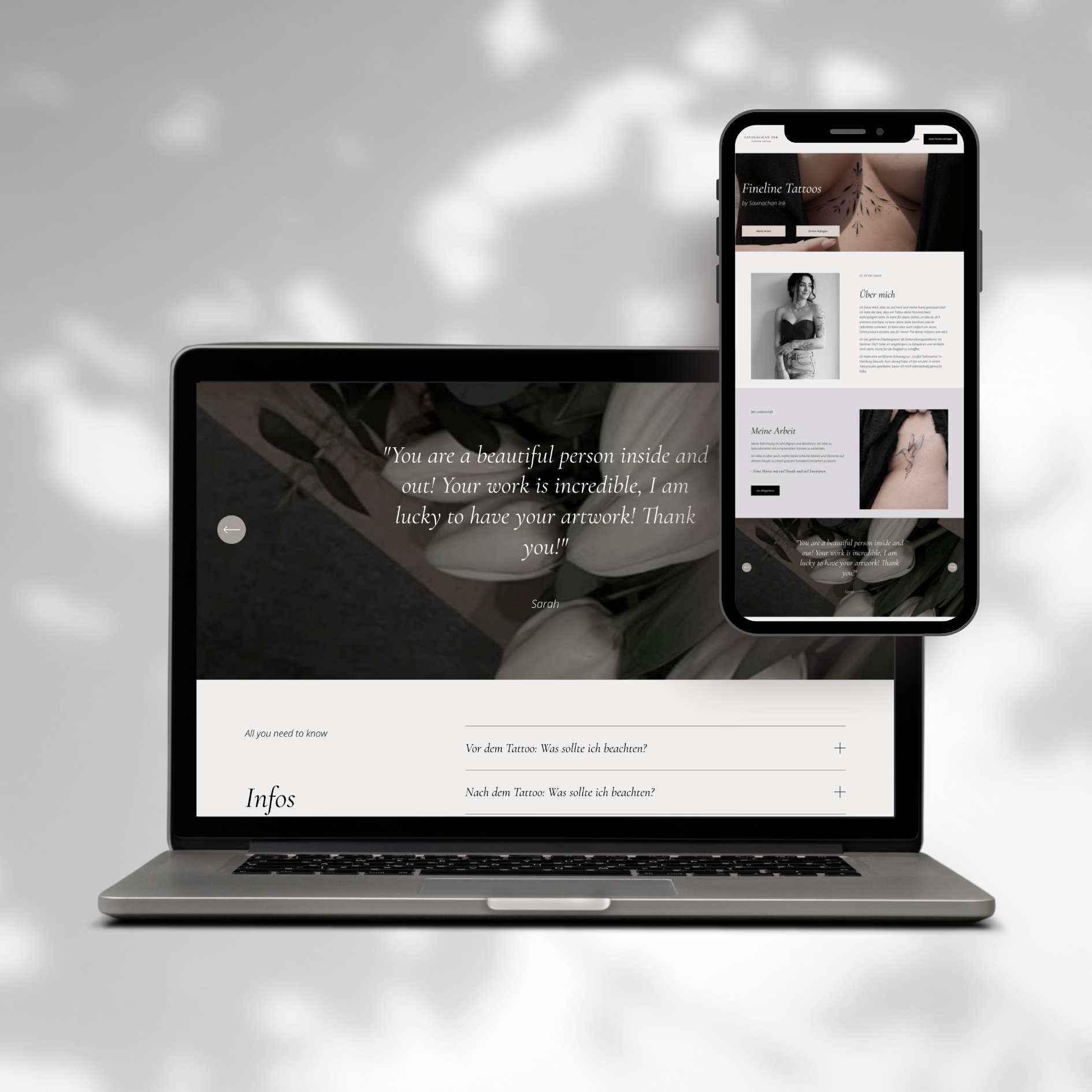 Markenauftritt und Website für Savinachan Ink, gestaltet von Mana Designs